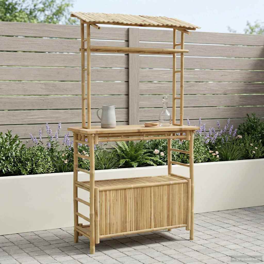 vidaXL Outdoor Bar Table Natural 110 x 50 x 210 cm Bamboo 1