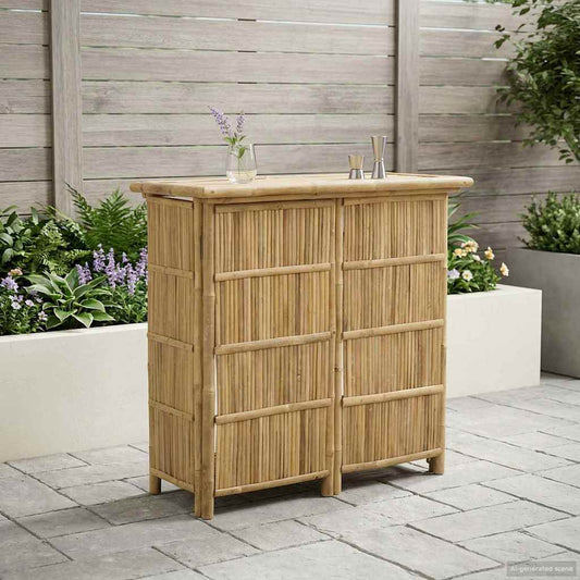 Outdoor Bar Table Natural 110 x 50 x 209 cm Bamboo Bar table (115 cm)