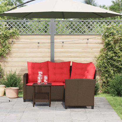 vidaXL Outdoor Sofa Set 2 pcs 5-Seater Brown and Red Poly Rattan 4