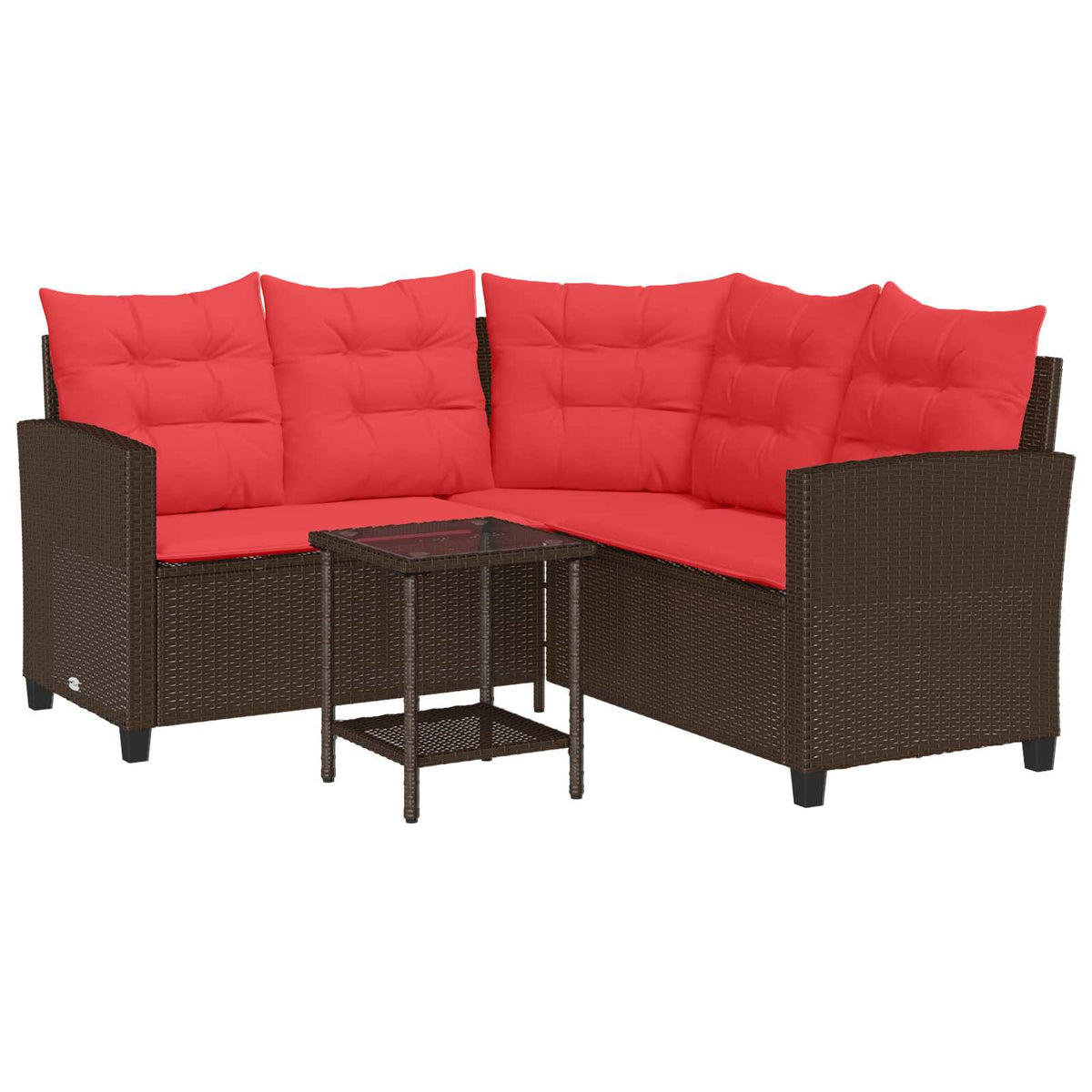 vidaXL Outdoor Sofa Set 2 pcs 5-Seater Brown and Red Poly Rattan 2