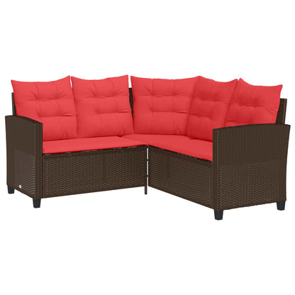 vidaXL Outdoor Sofa Set 2 pcs 5-Seater Brown and Red Poly Rattan 5