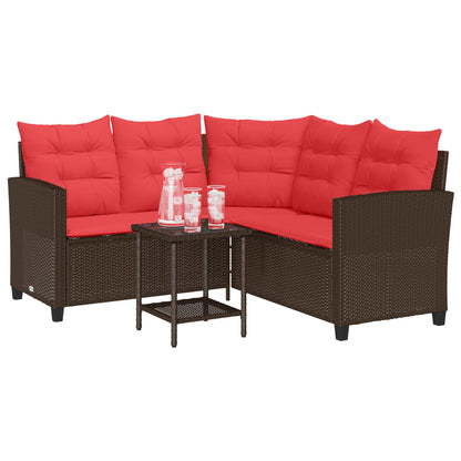 vidaXL Outdoor Sofa Set 2 pcs 5-Seater Brown and Red Poly Rattan 3