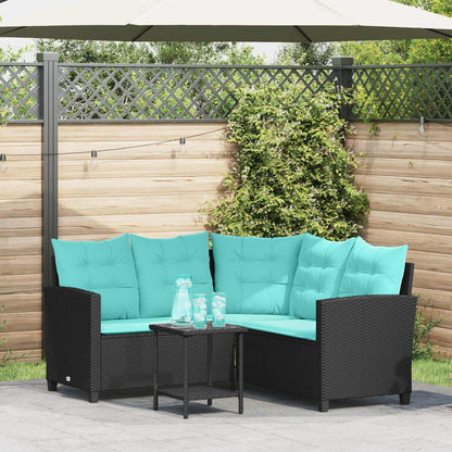 vidaXL Garden Sofa 2 pcs 5-Seater Black and Turquoise Poly rattan 1
