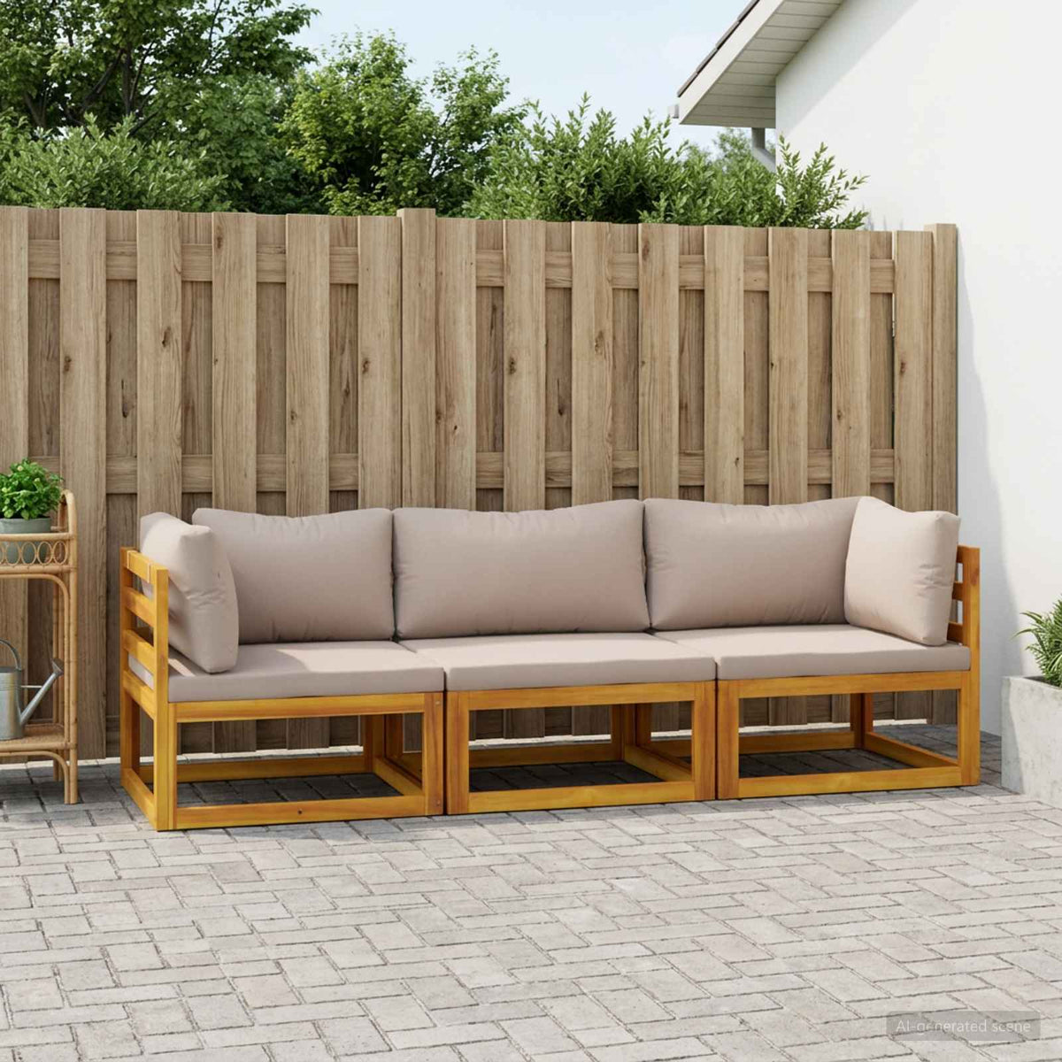 vidaXL Sofa Set 3 pcs Natural Solid Acacia Wood 1