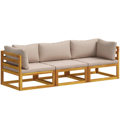 vidaXL Sofa Set 3 pcs Natural Solid Acacia Wood 2