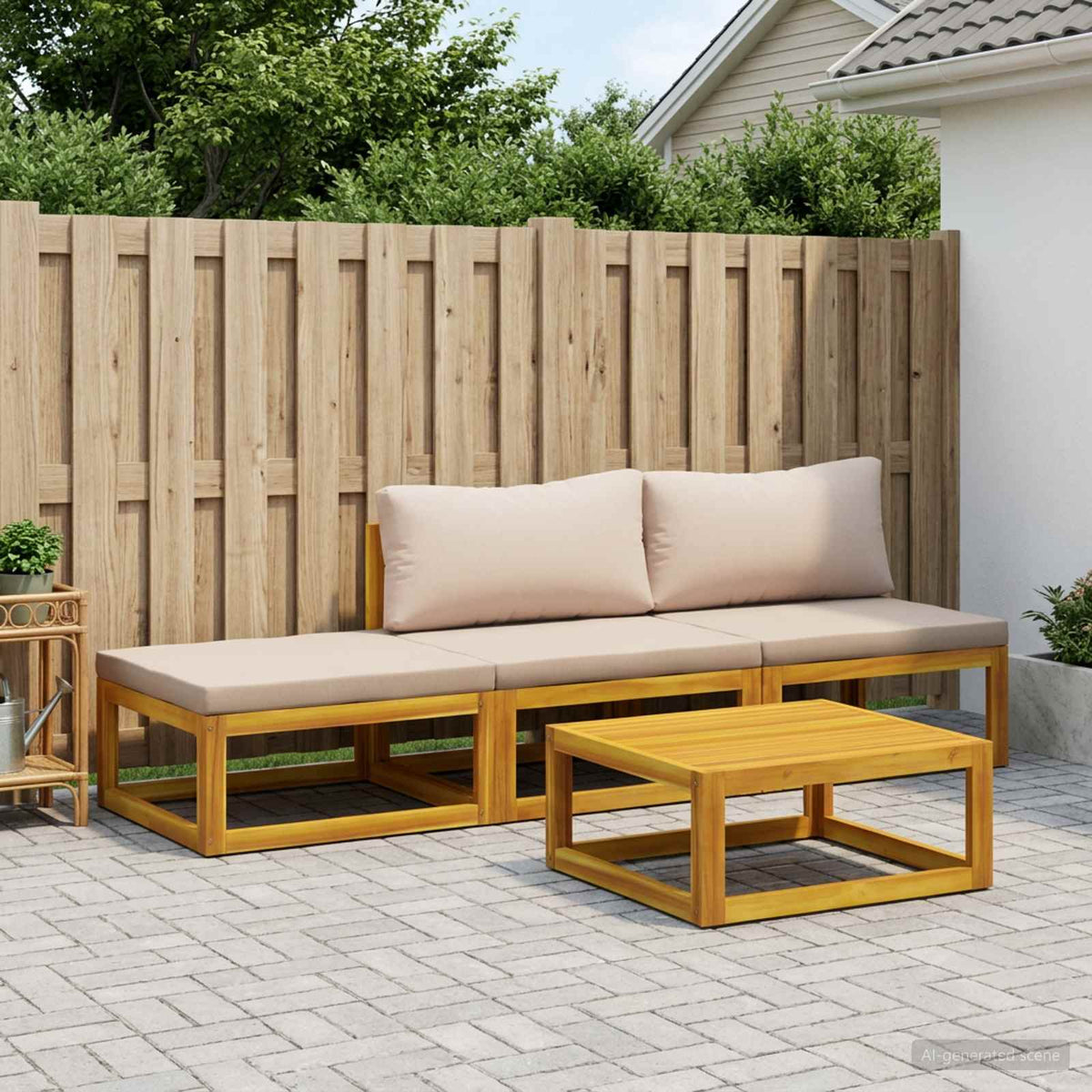 vidaXL Sofa Set 4 pcs Natural Solid Acacia Wood 1