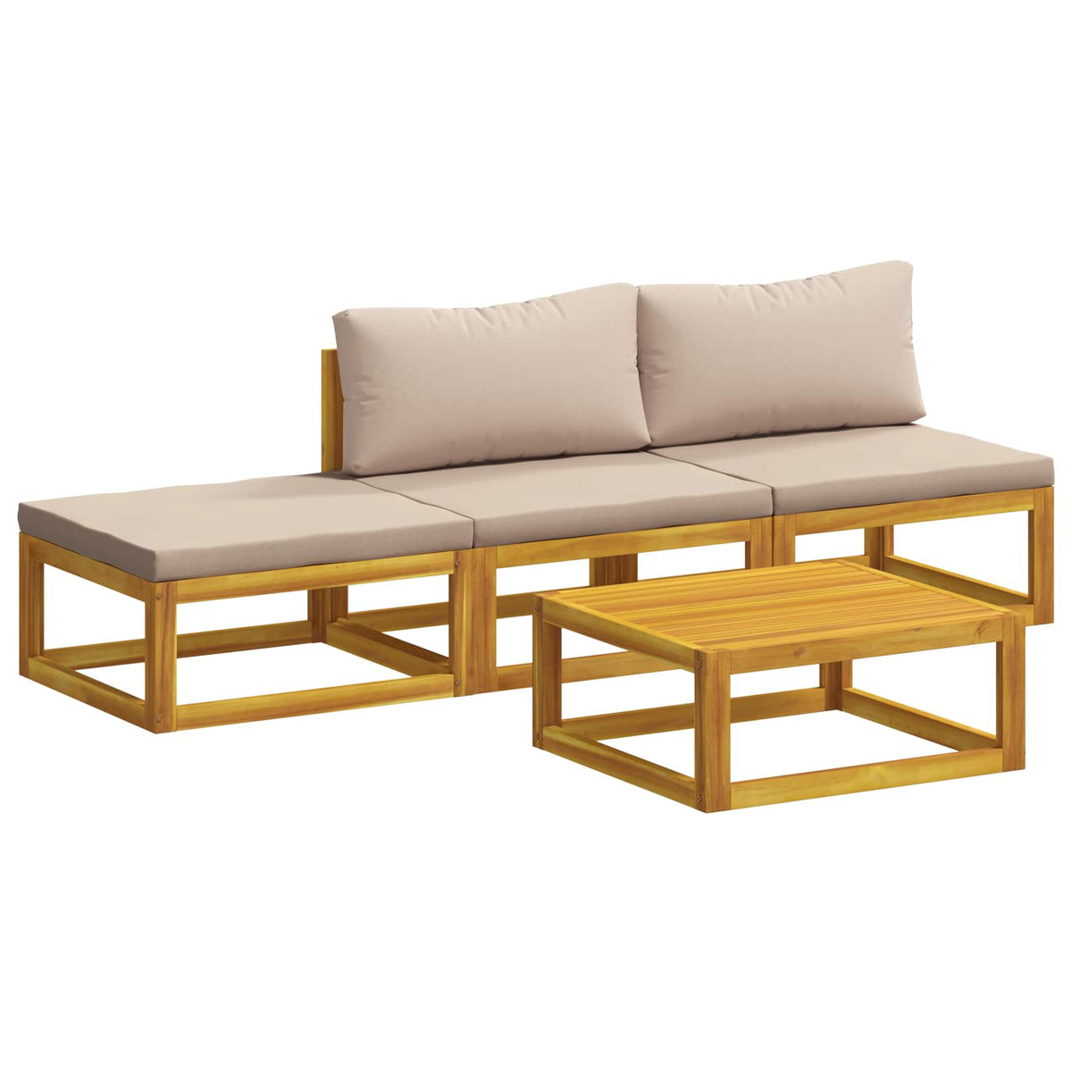 vidaXL Sofa Set 4 pcs Natural Solid Acacia Wood 2