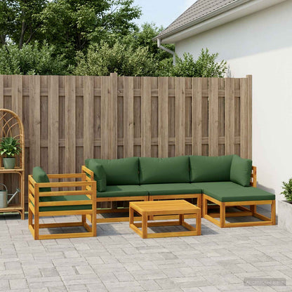 vidaXL Sofa Set 7 pcs Natural Solid Acacia Wood Green