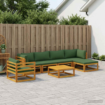 vidaXL Sofa Set 7 pcs Natural Solid Acacia Wood Green