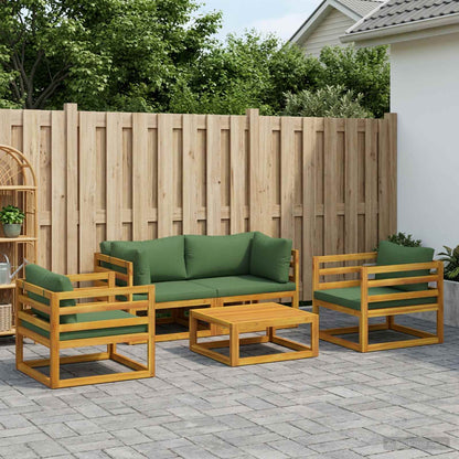 vidaXL Sofa Set 7 pcs Natural Solid Acacia Wood Green