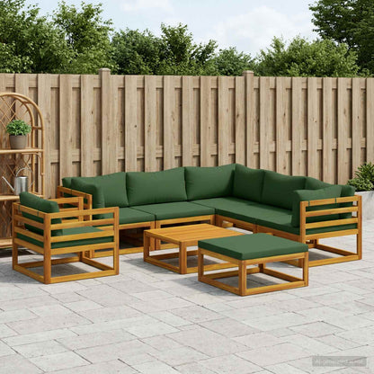 vidaXL Sofa Set 7 pcs Natural Solid Acacia Wood Green