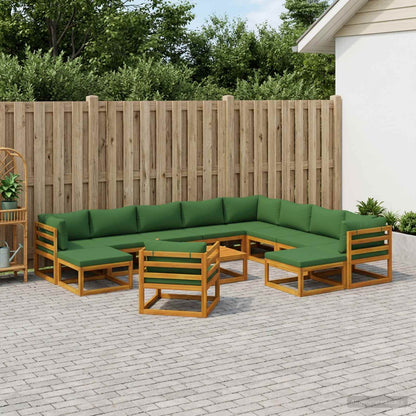 vidaXL Sofa Set 7 pcs Natural Solid Acacia Wood Green