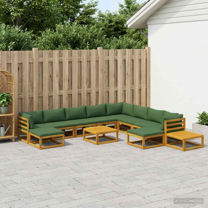 vidaXL Sofa Set 7 pcs Natural Solid Acacia Wood Green