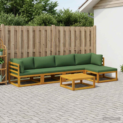 vidaXL Sofa Set 7 pcs Natural Solid Acacia Wood Green
