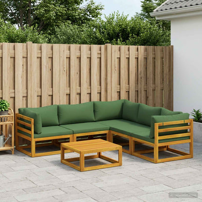 vidaXL Sofa Set 7 pcs Natural Solid Acacia Wood Green