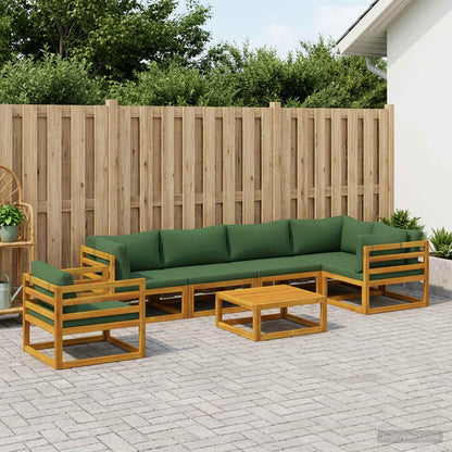 vidaXL Sofa Set 7 pcs Natural Solid Acacia Wood Green