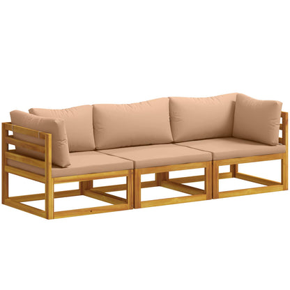 vidaXL Sofa Set 3 pcs Natural Solid Acacia Wood 2