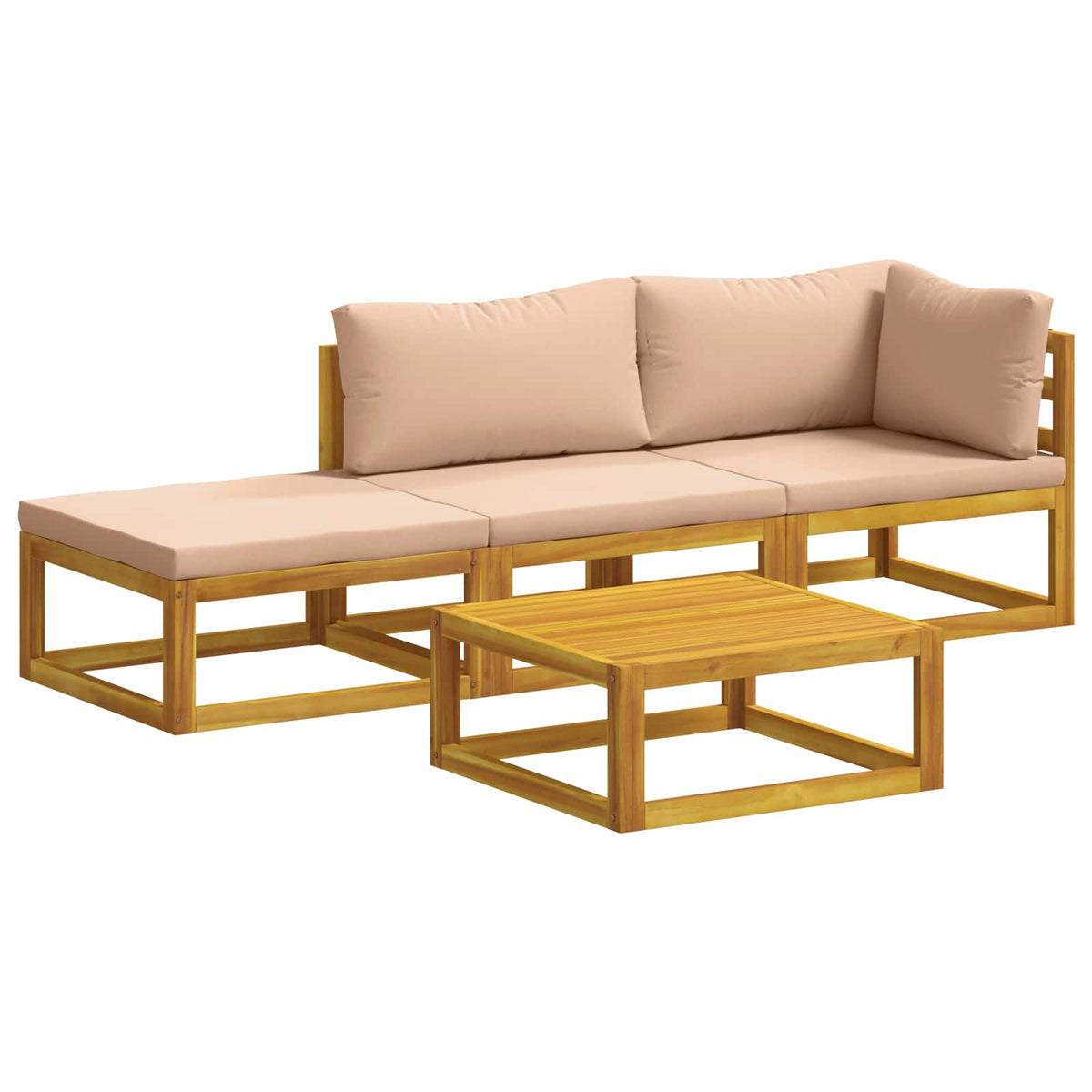 vidaXL Sofa Set 4 pcs Natural Solid Acacia Wood 2