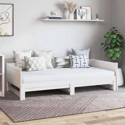 vidaXL Pull-out Day Bed White 180 x 200 cm Solid Pine Wood 1