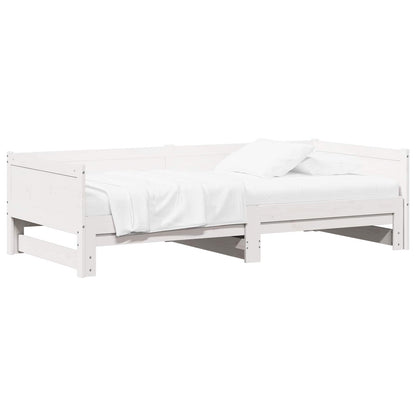 vidaXL Pull-out Day Bed White 180 x 200 cm Solid Pine Wood 2