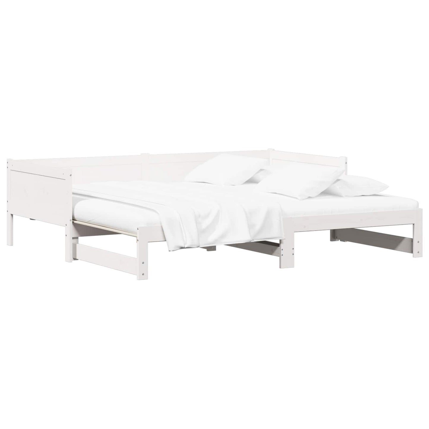 vidaXL Pull-out Day Bed White 180 x 200 cm Solid Pine Wood 4