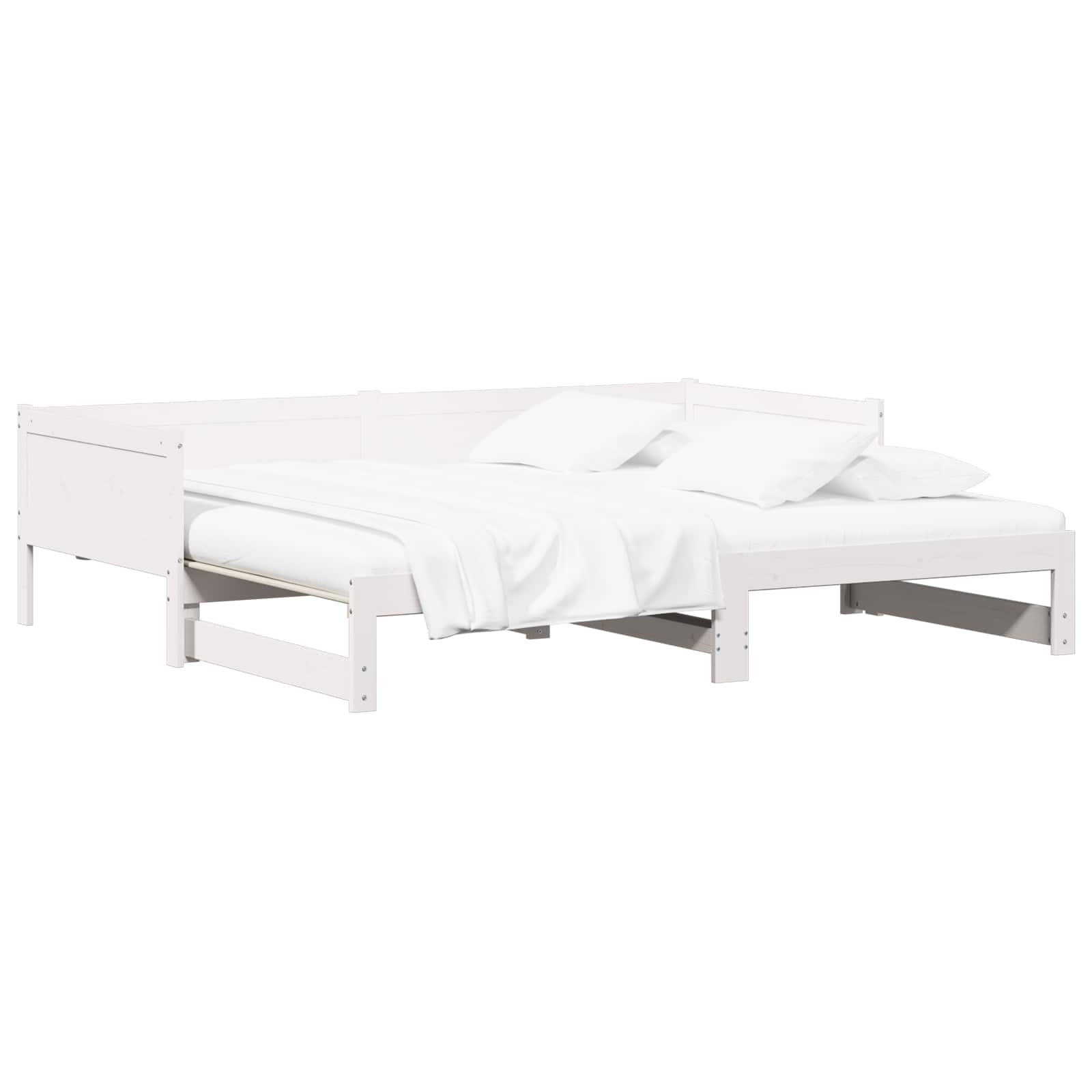 vidaXL Pull-out Day Bed White 180 x 200 cm Solid Pine Wood 4