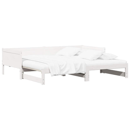 vidaXL Pull-out Day Bed White 180 x 200 cm Solid Pine Wood 4