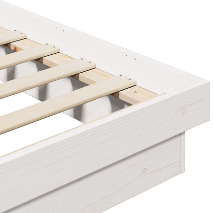 vidaXL Bed Frame White 200 x 200 cm Solid Pine Wood 6