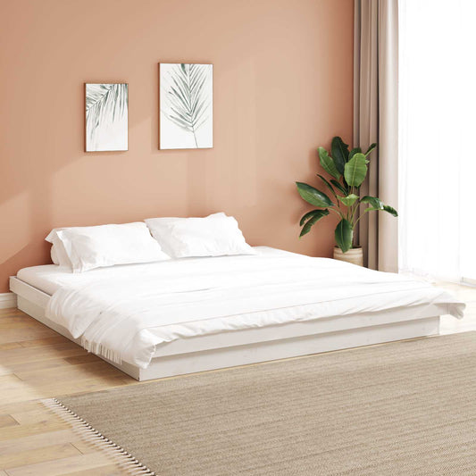 vidaXL Bed Frame White 200 x 200 cm Solid Pine Wood 1