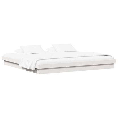 vidaXL Bed Frame White 200 x 200 cm Solid Pine Wood 2