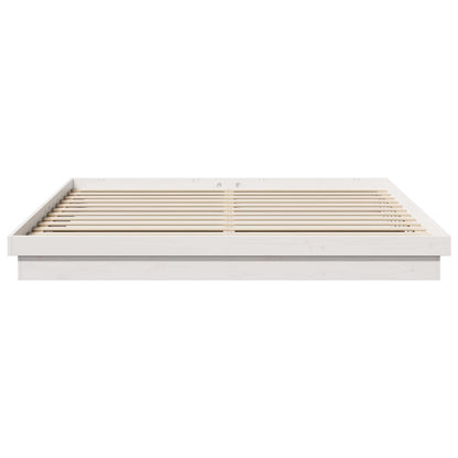 vidaXL Bed Frame White 200 x 200 cm Solid Pine Wood 4