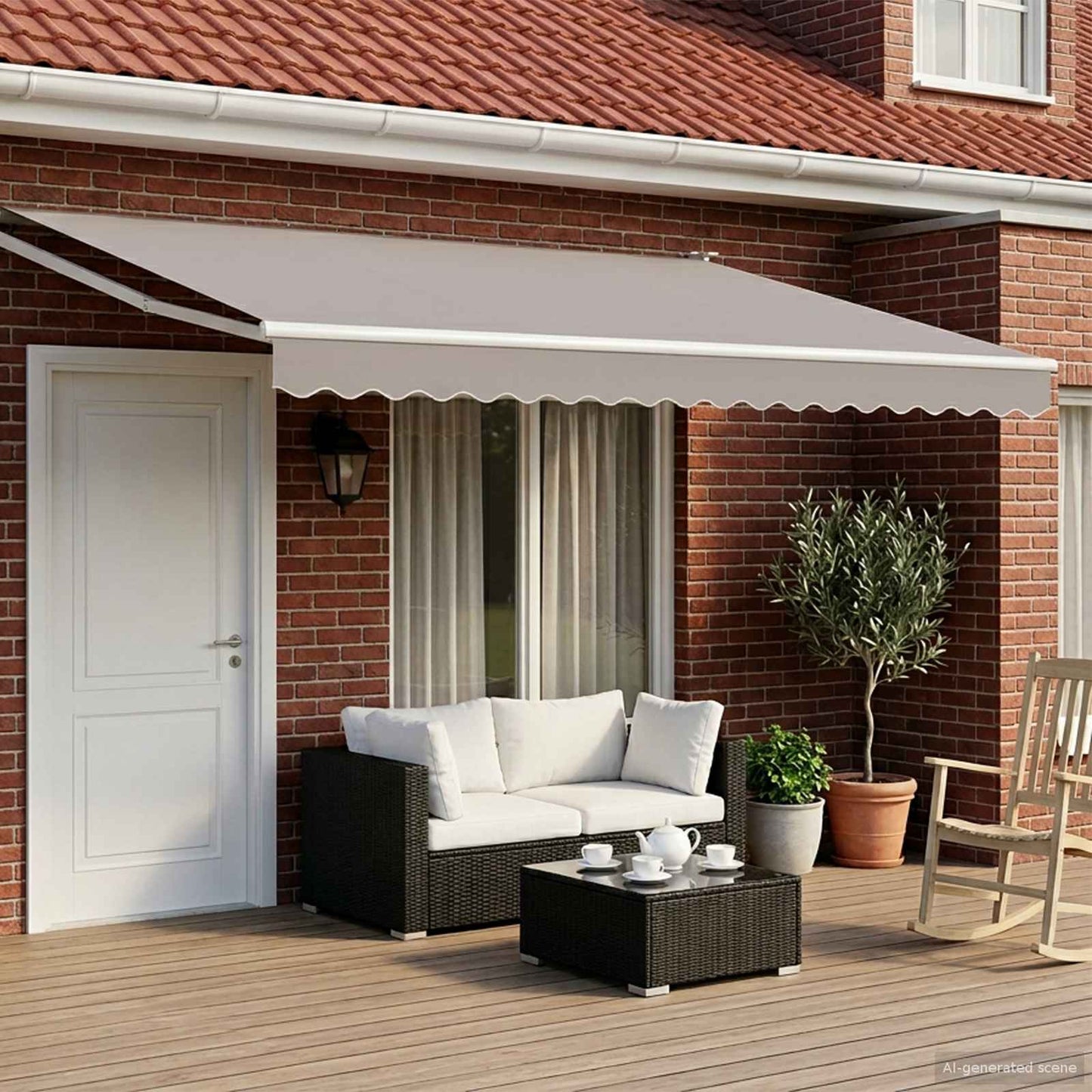vidaXL Electric Retractable Awning Frame White 4 x 3 m Aluminium 1