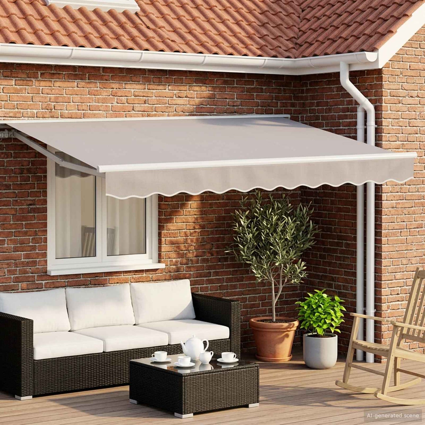 vidaXL Manual Awning Frame with LEDs White 3.5 x 2 m Aluminium 1