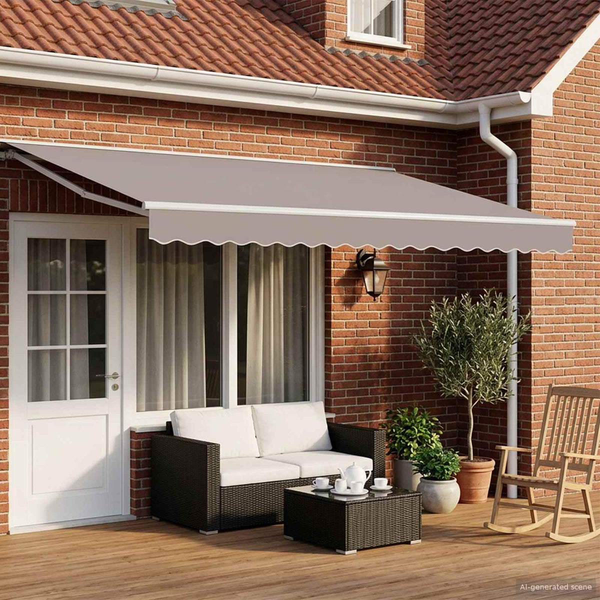 vidaXL Manual Awning Frame with LEDs White 4 x 2 m Aluminium 1