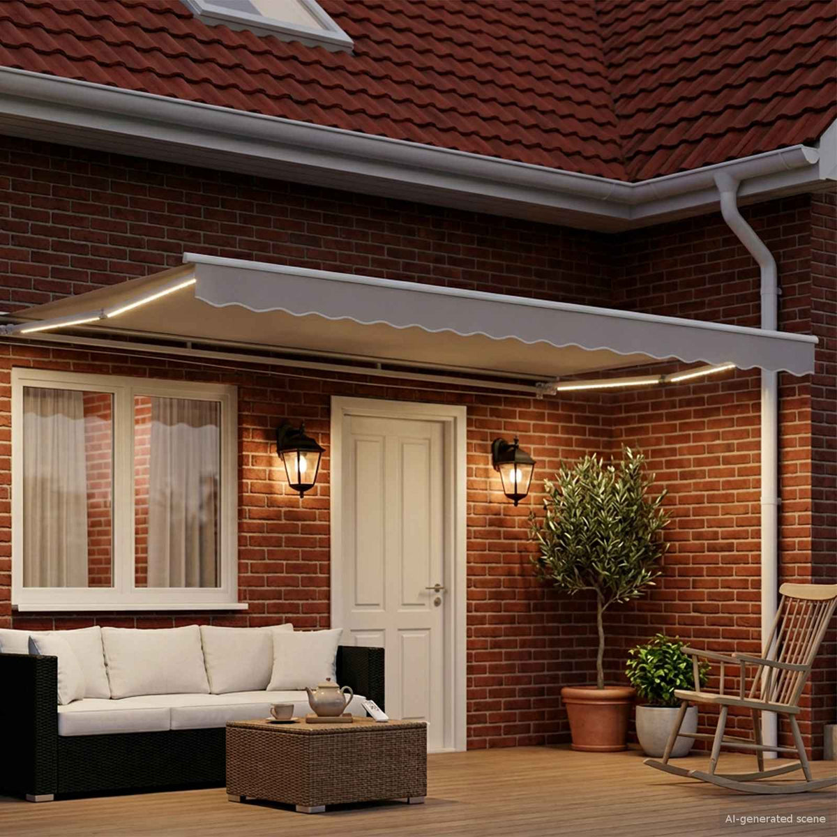 vidaXL Manual Awning Frame with LEDs White 4 x 2 m Aluminium 3