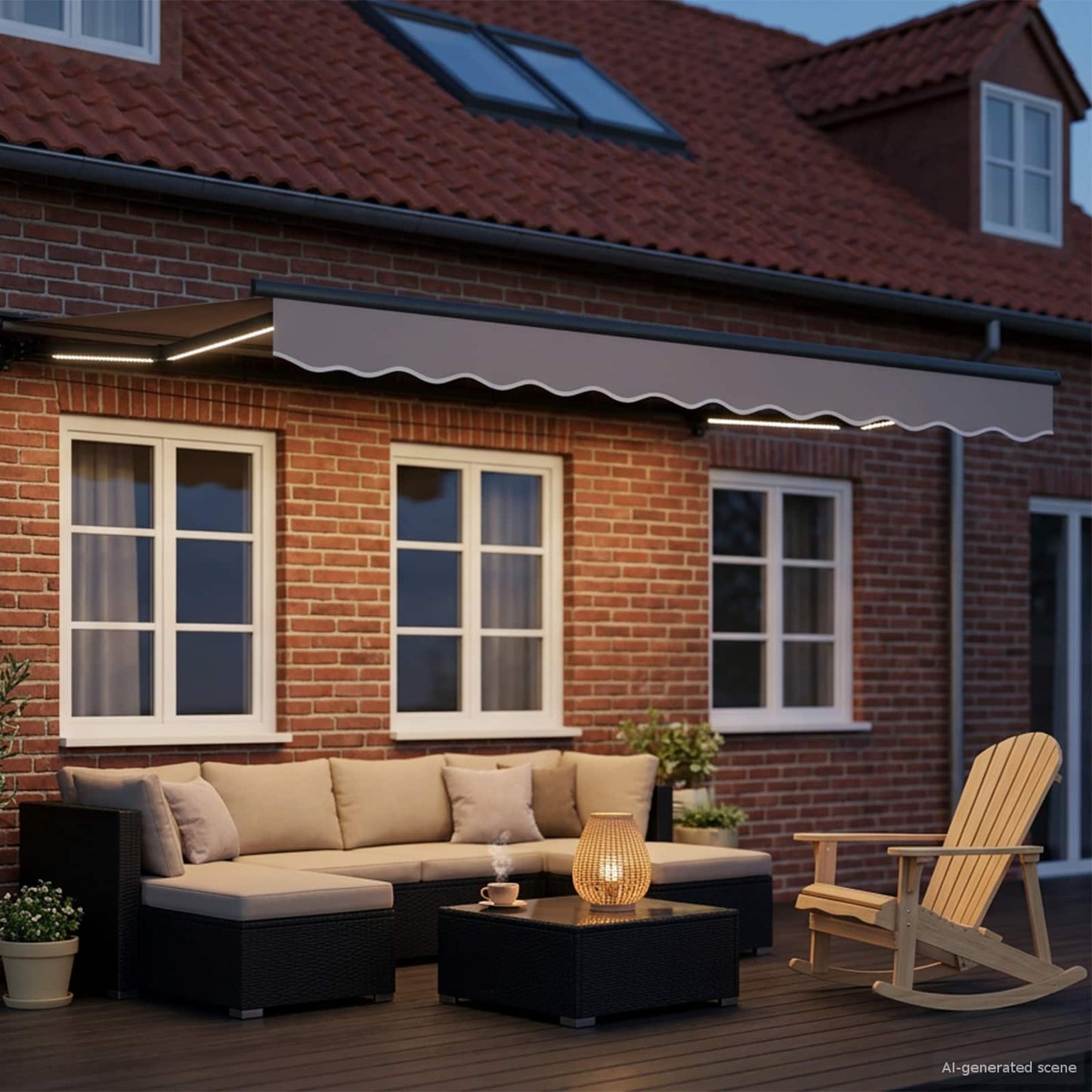 vidaXL Manual Awning Frame with LEDs Anthracite 3.5 x 2 m Aluminium 3