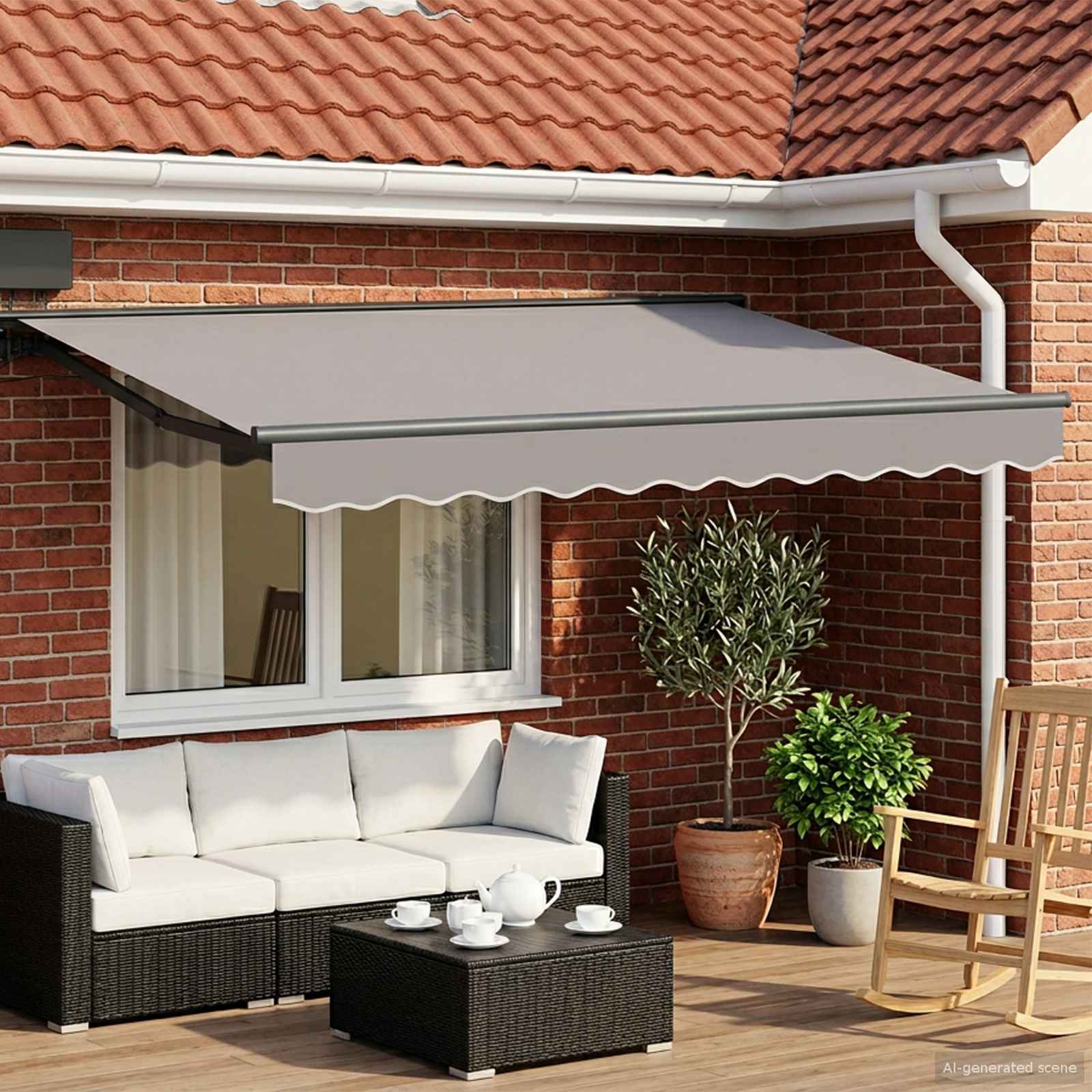 vidaXL Manual Awning Frame with LEDs Anthracite 3 x 2.5 m Aluminium 1