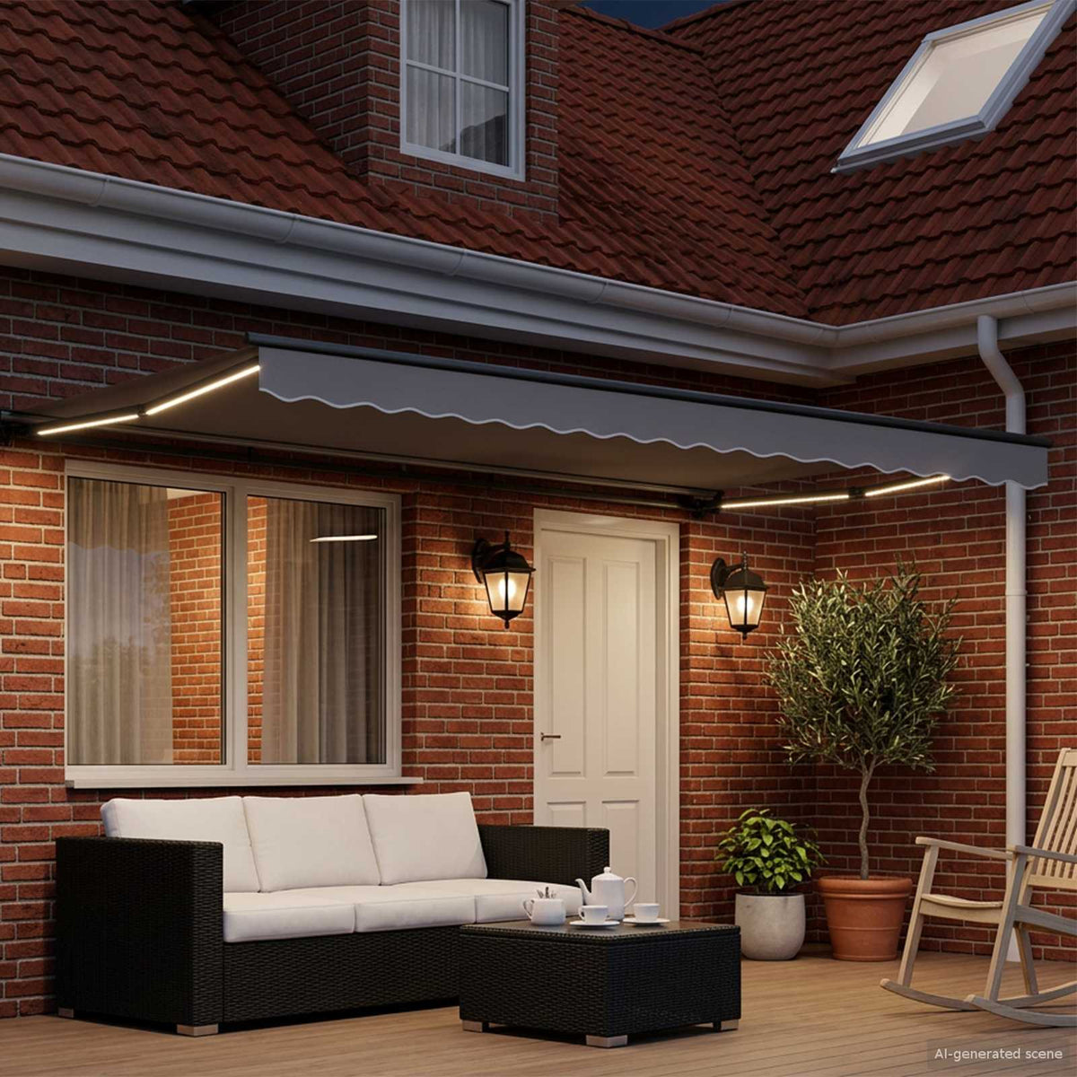 vidaXL Manual Awning Frame with Solar LED 4 x 3 m Anthracite 3