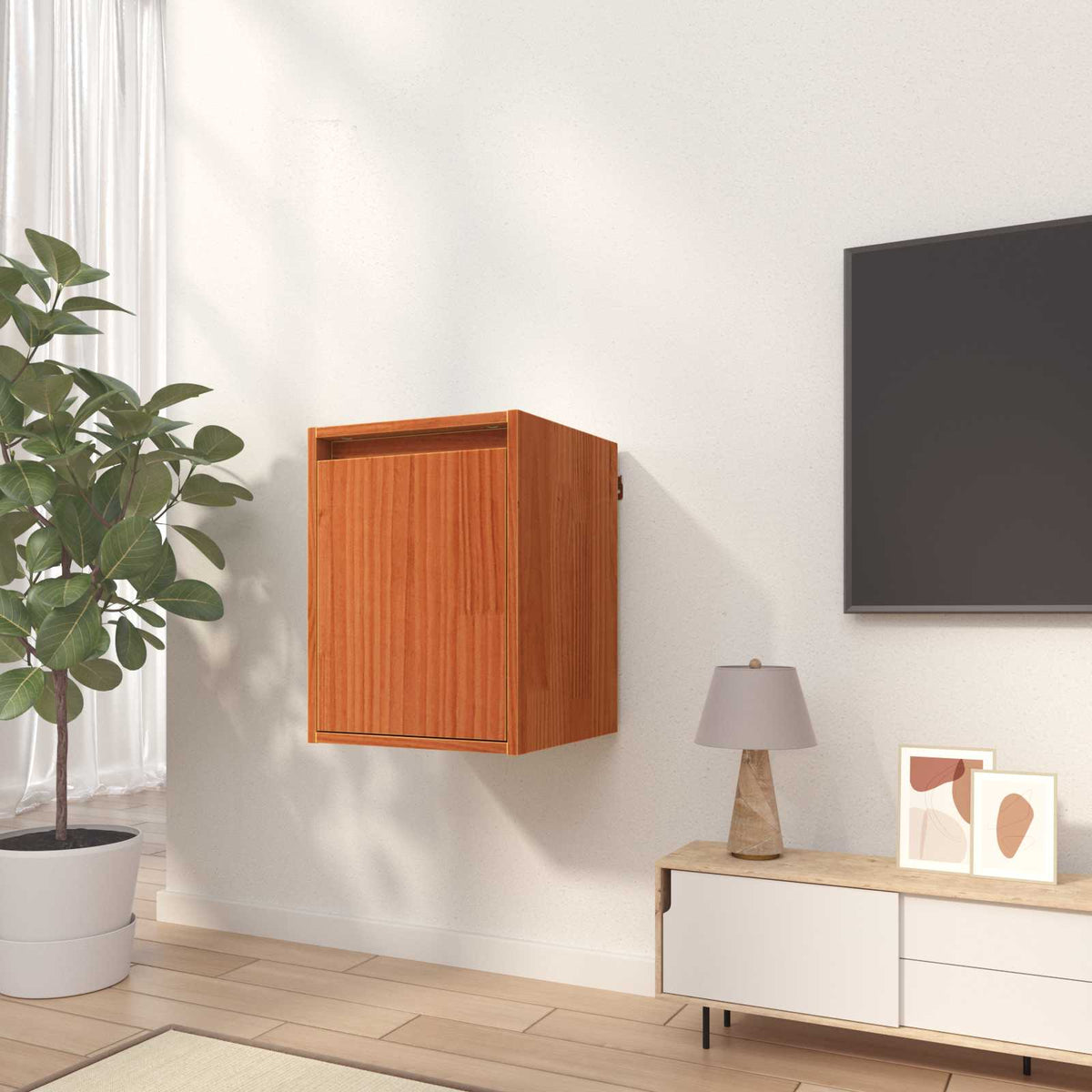 Wall Cabinets 2pcs 30x30x40 cm Solid Wood Pine Wax brown