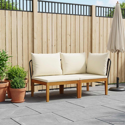 vidaXL 2 pcs Garden Lounge Set with Cushions Solid Acacia Wood & Rope 1