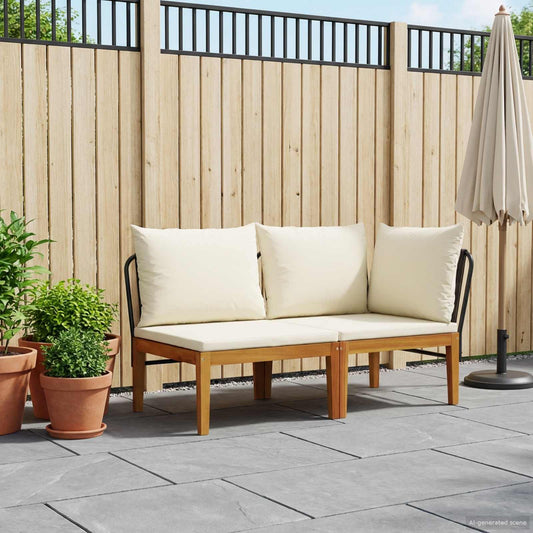 vidaXL 2 pcs Garden Lounge Set with Cushions Solid Acacia Wood & Rope 1