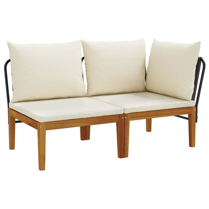 vidaXL 2 pcs Garden Lounge Set with Cushions Solid Acacia Wood & Rope 2