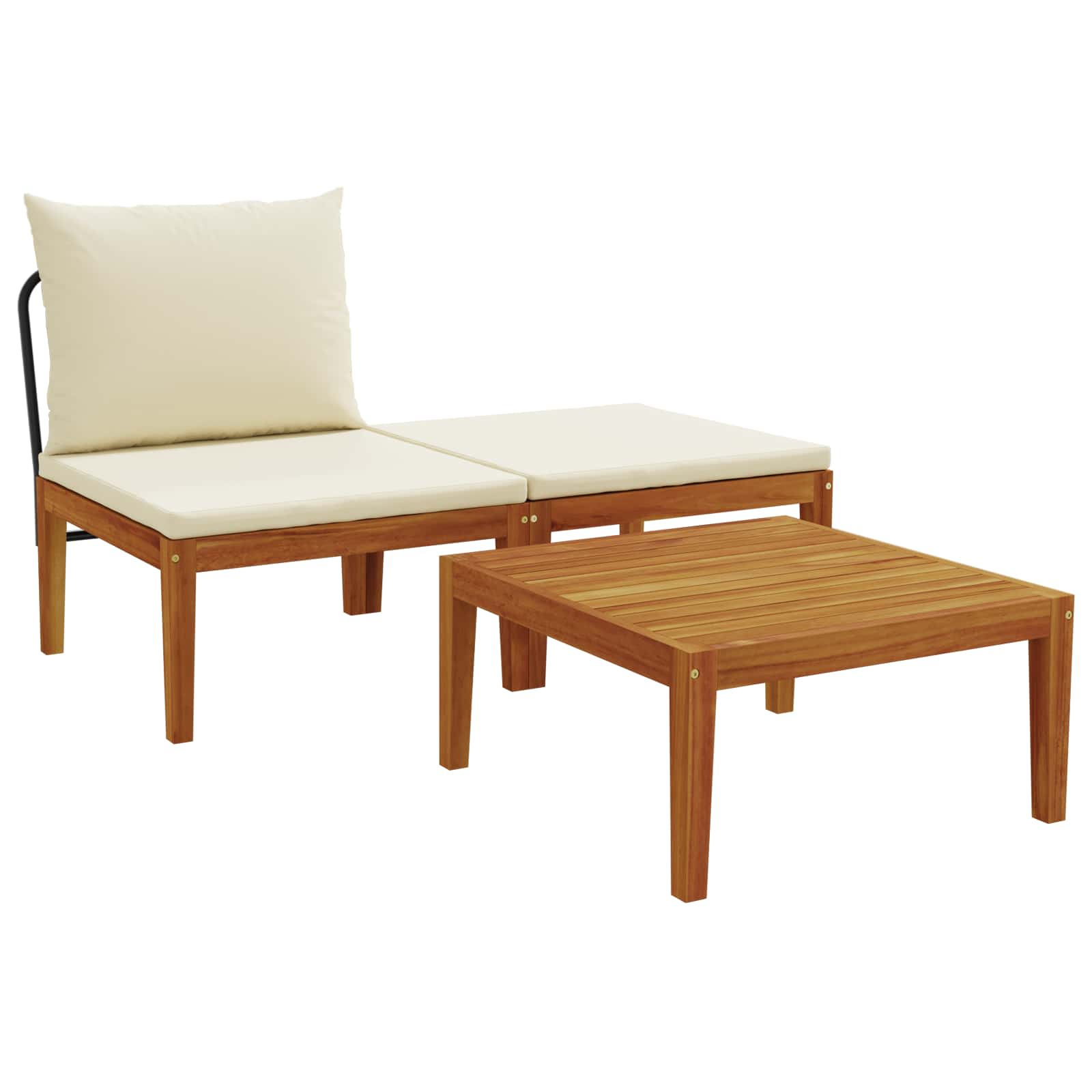 vidaXL 3 pcs Garden Lounge Set with Cushions Solid Acacia Wood & Rope 2