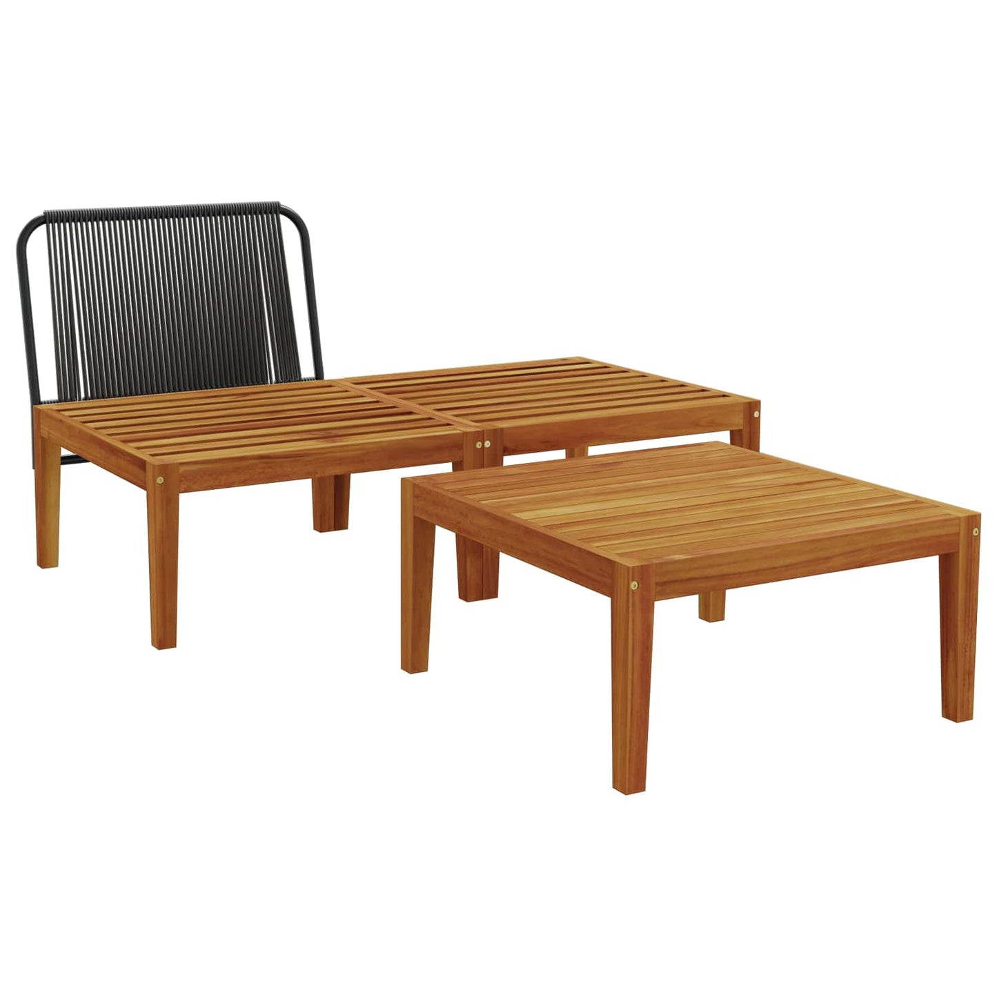 vidaXL 3 pcs Garden Lounge Set with Cushions Solid Acacia Wood & Rope 4