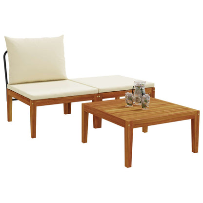 vidaXL 3 pcs Garden Lounge Set with Cushions Solid Acacia Wood & Rope 3