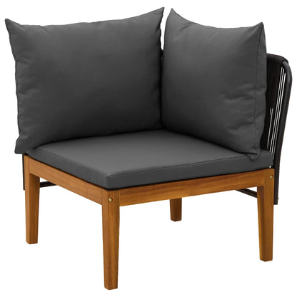 vidaXL 2 pcs Garden Lounge Set with Cushions Solid Acacia Wood & Rope 4