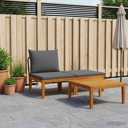 vidaXL 3 pcs Garden Lounge Set with Cushions Solid Acacia Wood & Rope 1