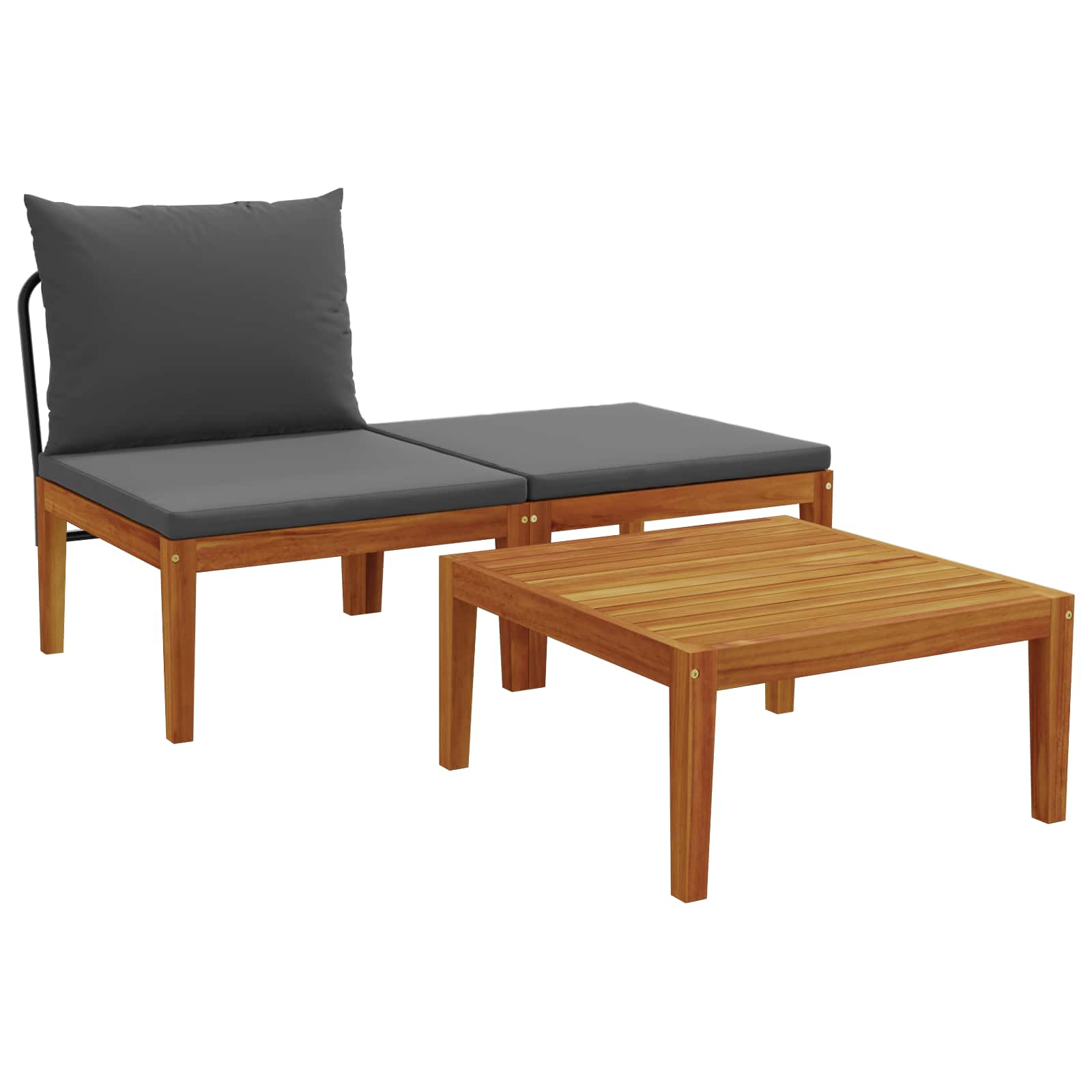 vidaXL 3 pcs Garden Lounge Set with Cushions Solid Acacia Wood & Rope 2