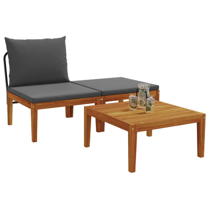 vidaXL 3 pcs Garden Lounge Set with Cushions Solid Acacia Wood & Rope 3