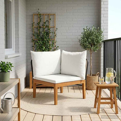 vidaXL Garden with Cushions Solid Acacia Wood & Rope Beige and Cream White